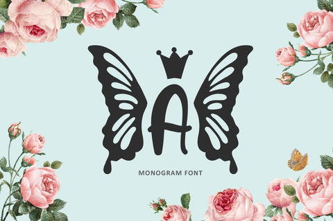 Princess Butterfly Monogram Font Illushvara Design 