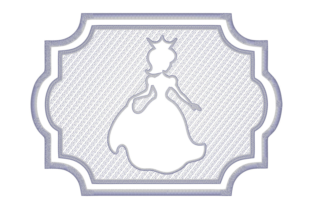 Princess figure embossed machine embroidery digital downlo - So Fontsy