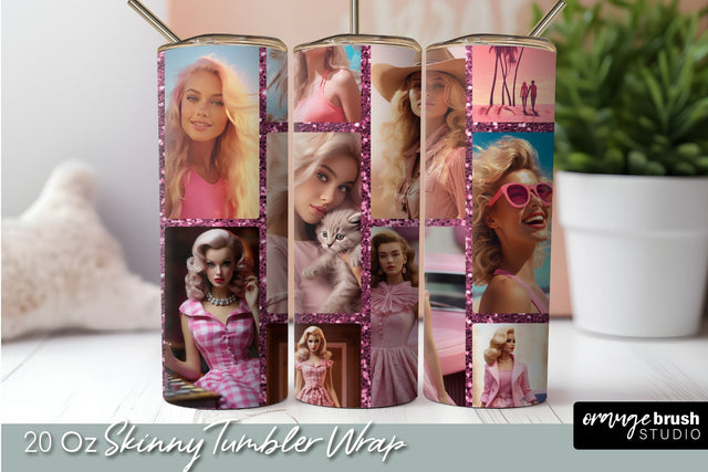 Princess Girl Sublimation 20 Oz Pink Tumbler Wrap Design Sublimation OrangeBrushStudio 