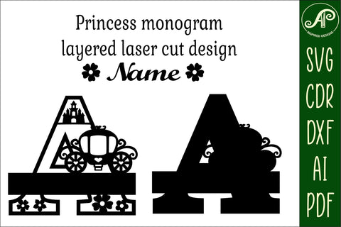 Princess Monogram Letter A SVG Cut File SVG APInspireddesigns 