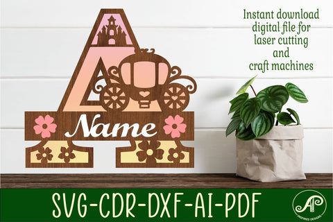 Princess Monogram Letter A SVG Cut File SVG APInspireddesigns 