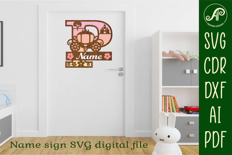 Princess monogram letter bundle Name signs SVG 3 layer SVG APInspireddesigns 