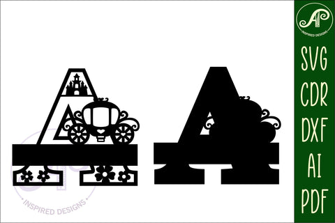 Princess monogram letter bundle Name signs SVG 3 layer SVG APInspireddesigns 