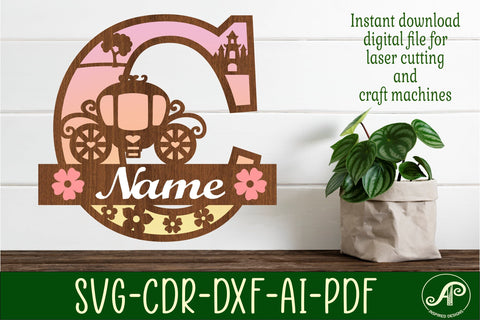 Princess Monogram Letter C SVG Cut File SVG APInspireddesigns 