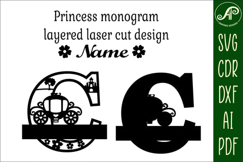 Princess Monogram Letter C SVG Cut File SVG APInspireddesigns 