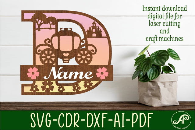 Princess Monogram Letter D SVG Cut File SVG APInspireddesigns 