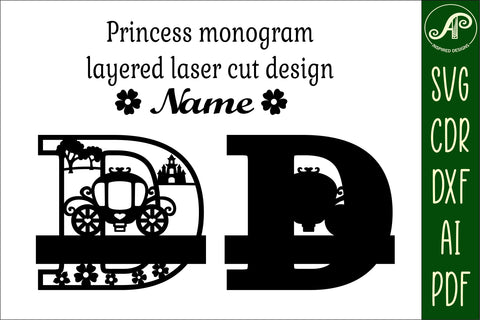 Princess Monogram Letter D SVG Cut File SVG APInspireddesigns 