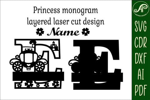 Princess Monogram Letter E SVG Cut File SVG APInspireddesigns 