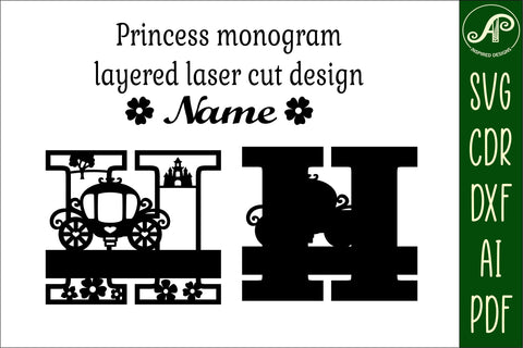 Princess Monogram Letter H SVG Cut File SVG APInspireddesigns 