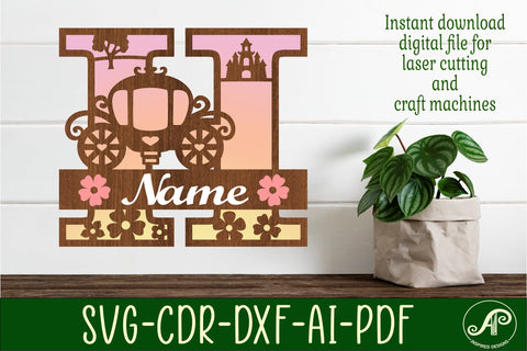 Princess Monogram Letter H SVG Cut File SVG APInspireddesigns 