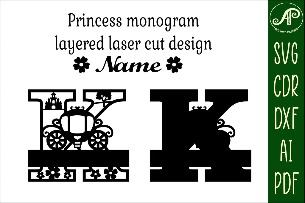 Princess Monogram Princess Monogram Letter K SVG Cut File - So Fontsy