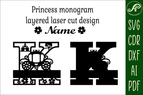 Princess Monogram Letter K SVG Cut File SVG APInspireddesigns 