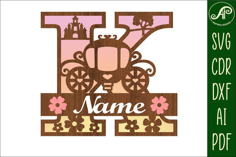 Princess Monogram Letter K SVG Cut File SVG APInspireddesigns 