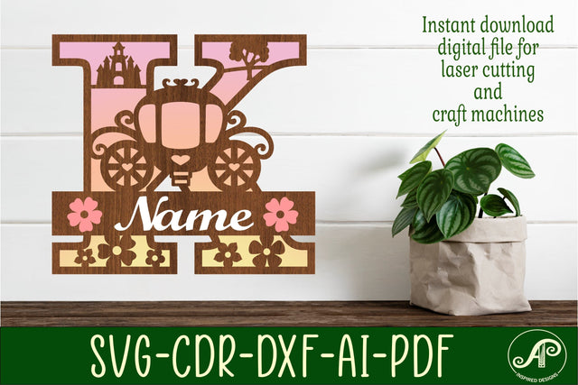 Princess Monogram Letter K SVG Cut File SVG APInspireddesigns 