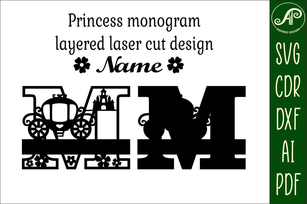 Princess Monogram Princess Monogram Letter M SVG Cut File - So Fontsy