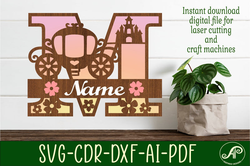Princess Monogram Letter M SVG Cut File - So Fontsy
