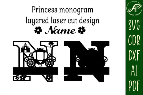 Princess Monogram Letter N SVG Cut File SVG APInspireddesigns 