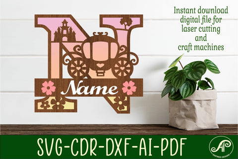 Princess Monogram Letter N SVG Cut File SVG APInspireddesigns 