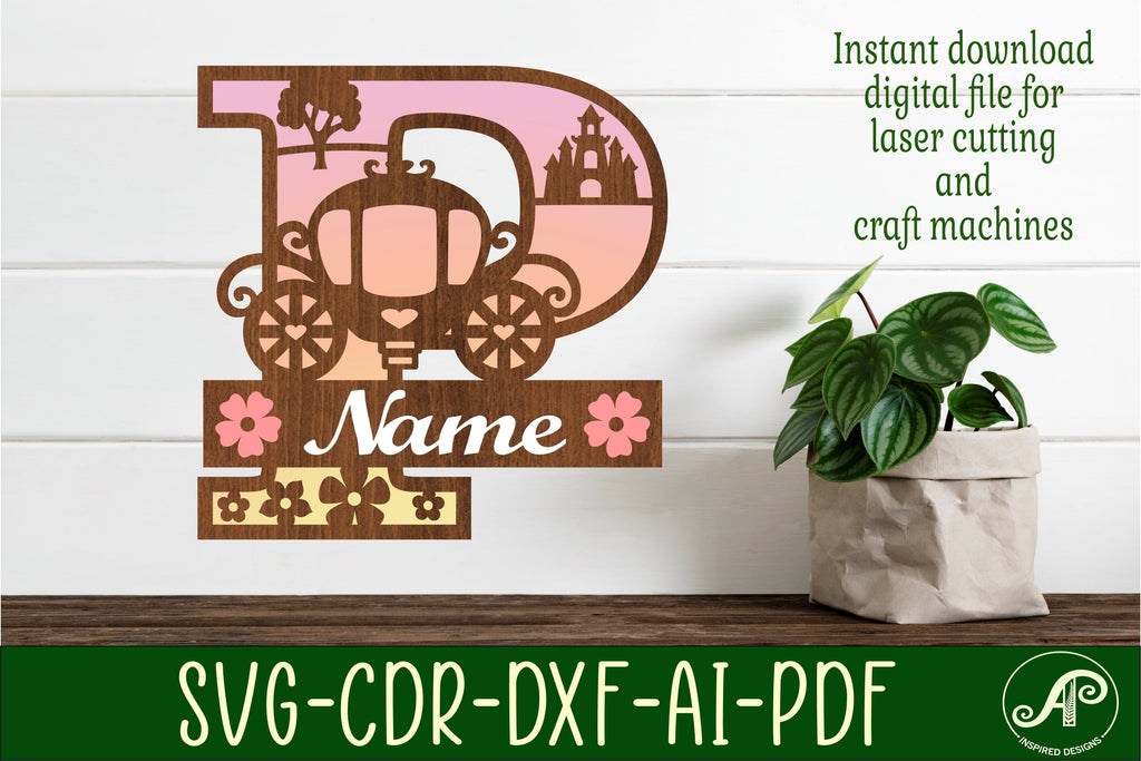 Princess Monogram Letter P SVG Cut File - So Fontsy