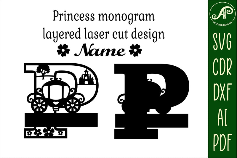 Princess Monogram Princess Monogram Letter P SVG Cut File - So Fontsy