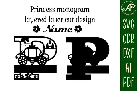 Princess Monogram Letter P SVG Cut File SVG APInspireddesigns 