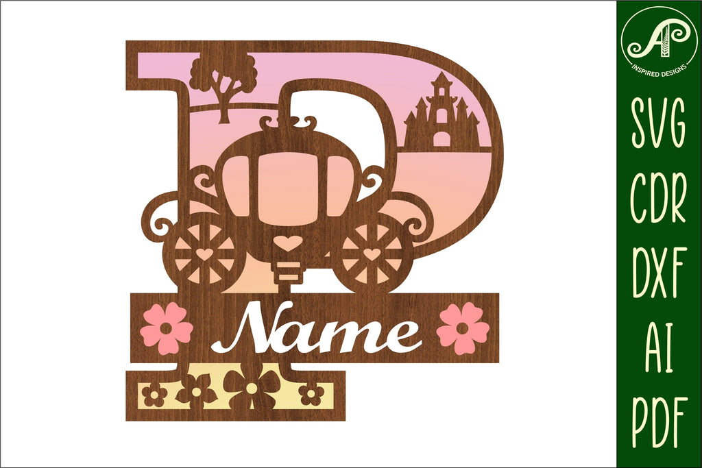 Princess Monogram Princess Monogram Letter P SVG Cut File - So Fontsy