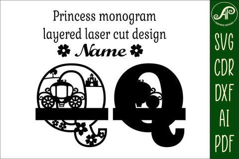 Princess Monogram Letter Q SVG Cut File SVG APInspireddesigns 
