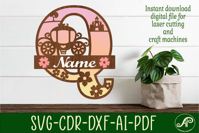 Princess Monogram Letter Q SVG Cut File SVG APInspireddesigns 