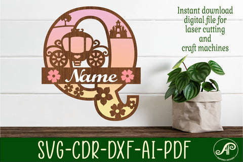 Princess Monogram Letter Q SVG Cut File SVG APInspireddesigns 