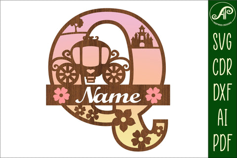 Princess Monogram Letter Q SVG Cut File SVG APInspireddesigns 