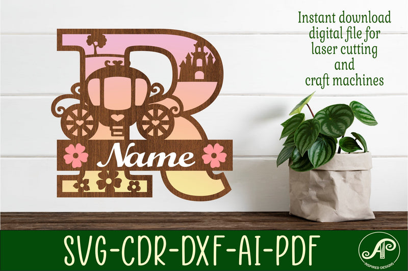 Princess Monogram Letter R SVG Cut File - So Fontsy