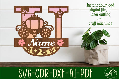 Princess Monogram Letter U SVG Cut File SVG APInspireddesigns 