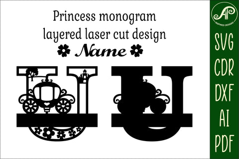 Princess Monogram Letter U SVG Cut File SVG APInspireddesigns 