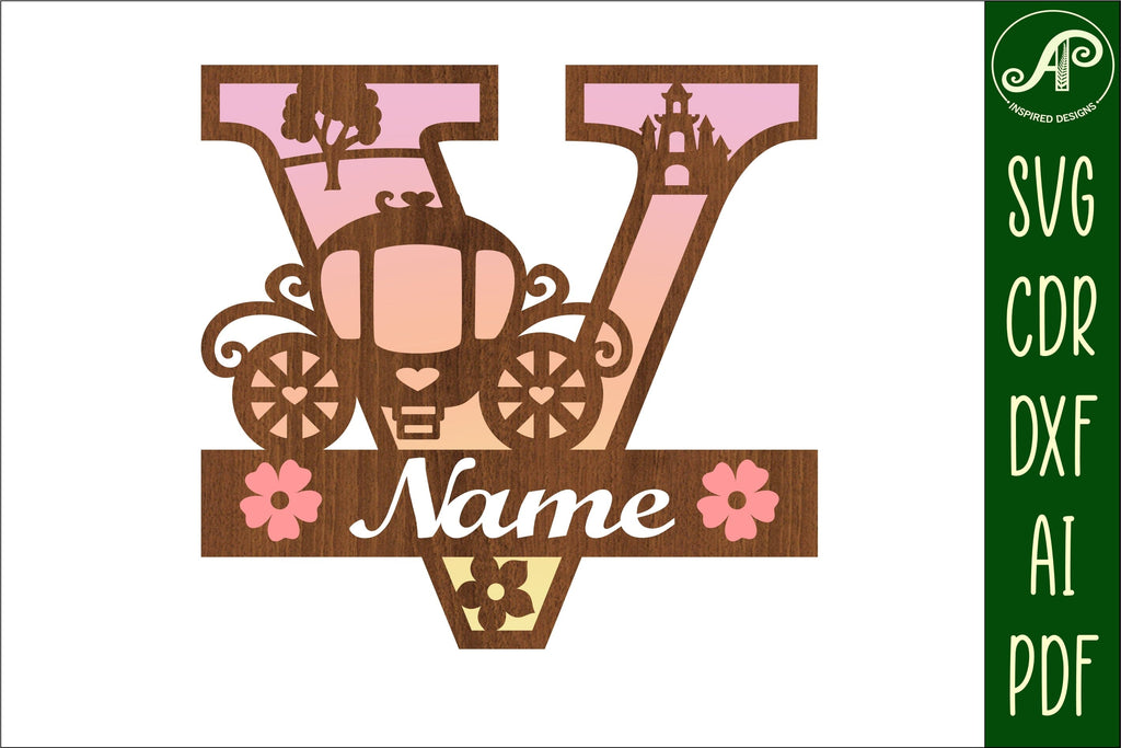 Princess Monogram Letter V SVG Cut File - So Fontsy