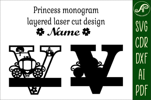 Princess Monogram Letter V SVG Cut File SVG APInspireddesigns 