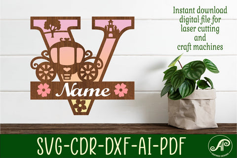 Princess Monogram Letter V SVG Cut File SVG APInspireddesigns 