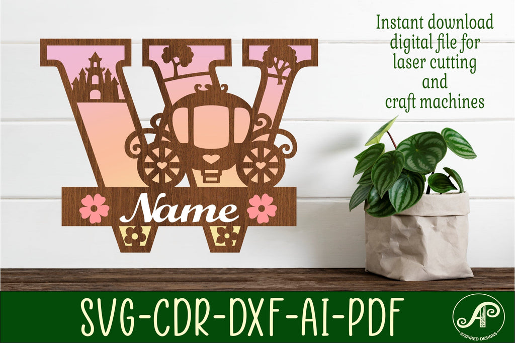 Princess Monogram Letter W SVG Cut File - So Fontsy