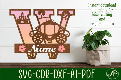 Princess Monogram Letter W SVG Cut File SVG APInspireddesigns 