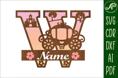 Princess Monogram Letter W SVG Cut File SVG APInspireddesigns 