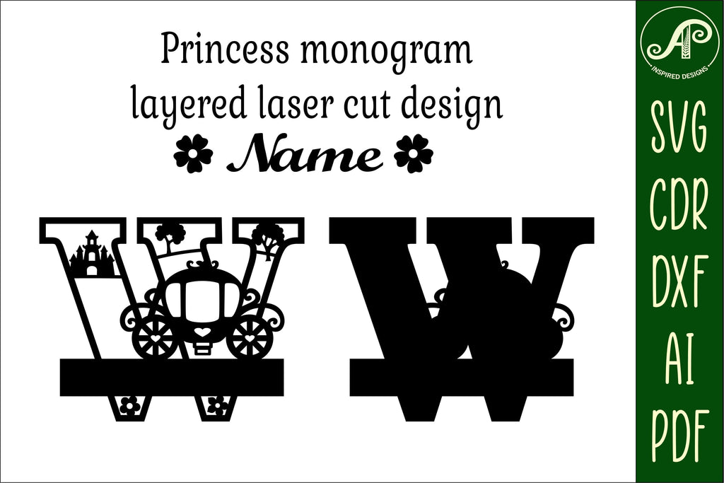 Princess Monogram Princess Monogram Letter W SVG Cut File - So Fontsy