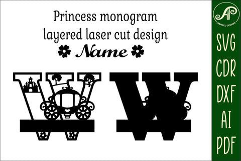 Princess Monogram Letter W SVG Cut File SVG APInspireddesigns 