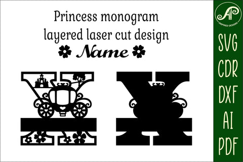 Princess Monogram Letter X SVG Cut File SVG APInspireddesigns 