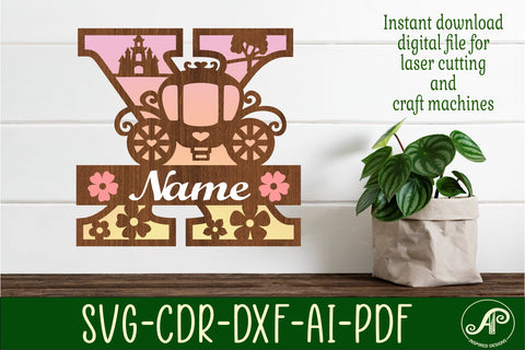 Princess Monogram Letter X SVG Cut File SVG APInspireddesigns 