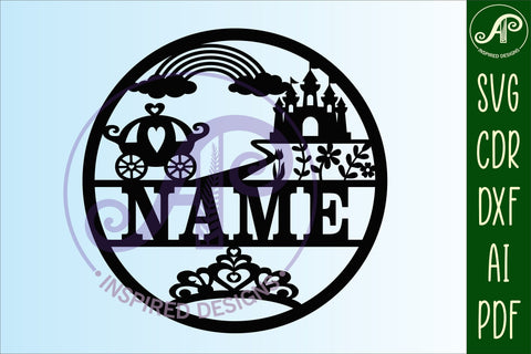 Princess name sign svg laser cut template SVG APInspireddesigns 