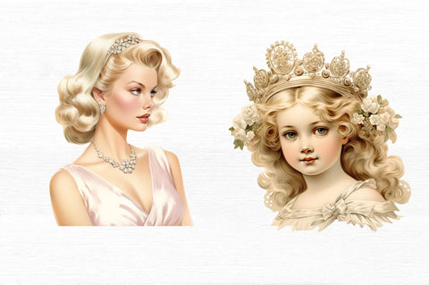 Princess Portrait Watercolor Clipart Bundle Sublimation Regulrcrative 