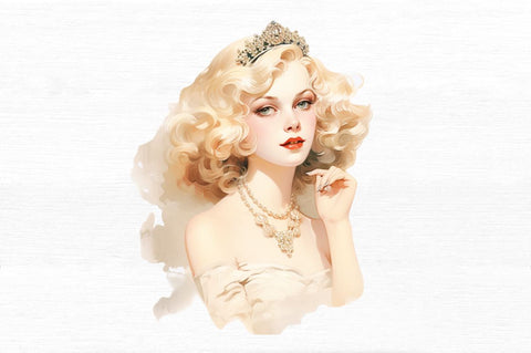 Princess Portrait Watercolor Clipart Bundle Sublimation Regulrcrative 