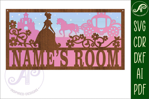 Princess scene name sign SVG 3 layer laser cut SVG APInspireddesigns 
