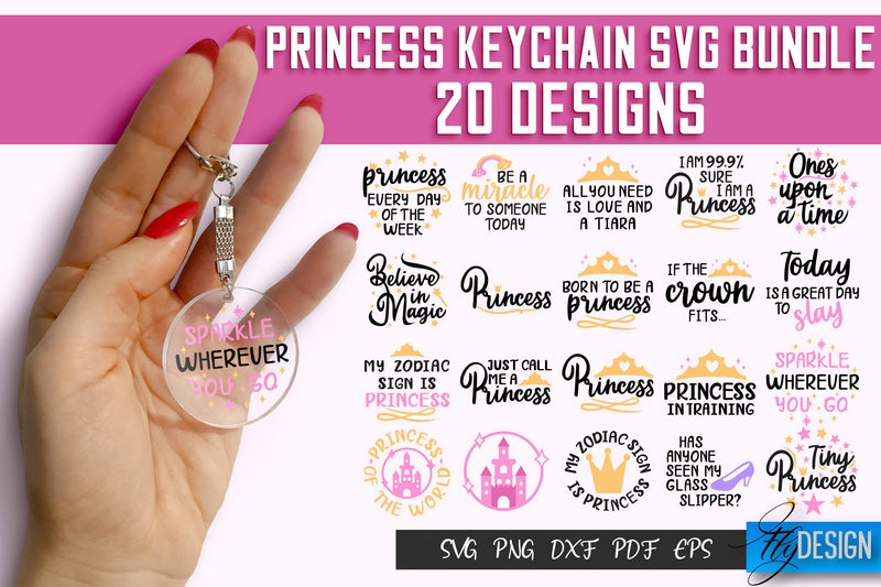 Princess SVG Keychain Bundle | Princess Quotes SVG Design SVG Fly Design 