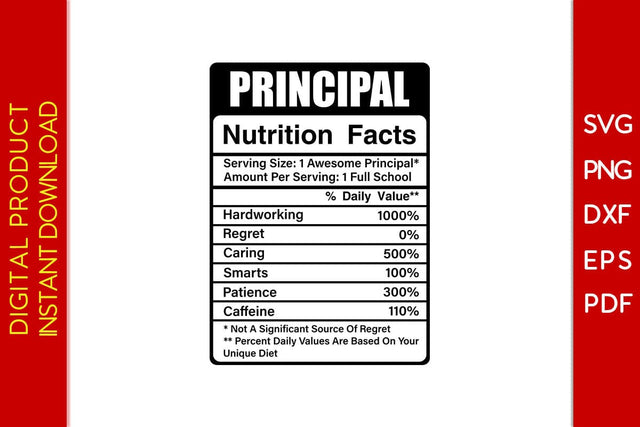 Principal Nutrition Facts SVG PNG PDF Cut File SVG Creativedesigntee 