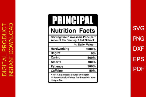 Principal Nutrition Facts SVG PNG PDF Cut File SVG Creativedesigntee 